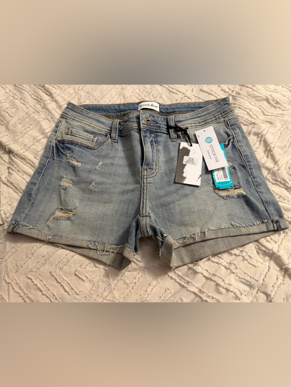 Studio Light Blue Distressed Denim Shorts